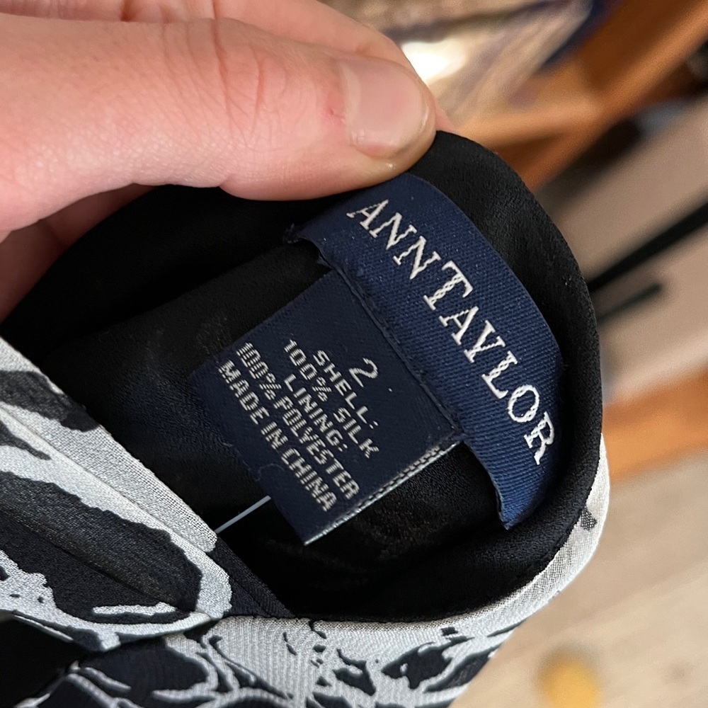 Anne Taylor 100% silk vintage black and white floral print silk midi slip dress - Picture 2 of 5